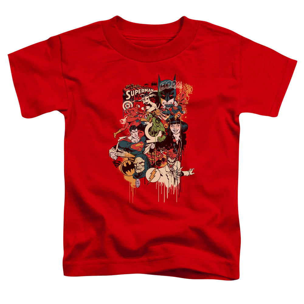 DC Comics Dripping Characters Toddler Kids Youth T Shirt Red Officially Licensed