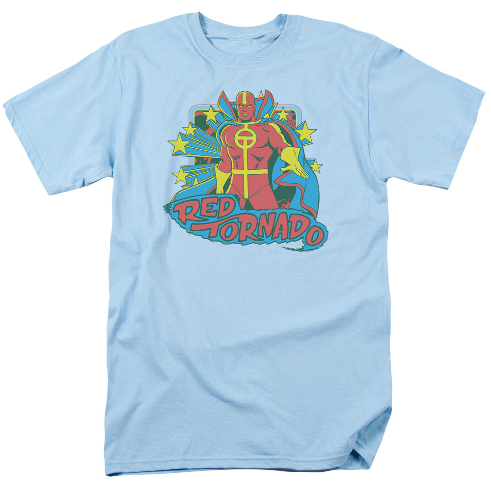 DC Comics Red Tornado Stars Mens T Shirt Light Blue Officially Licensed