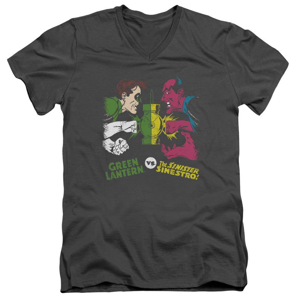 DC Comics Gl Vs Sinestro Mens Slim Fit V Neck T Shirt Charcoal Officially Licensed