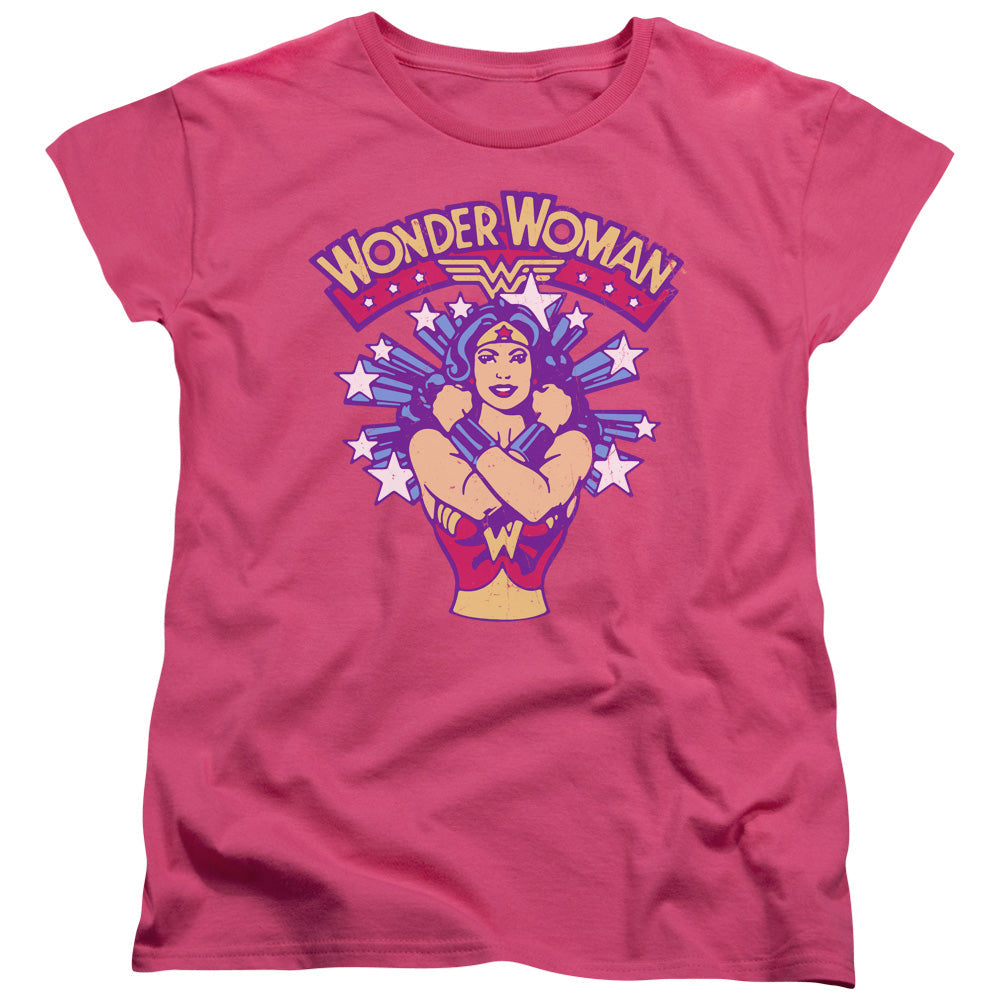 DC Comics Star Crossed Womens T Shirt Hot Pink Officially Licensed