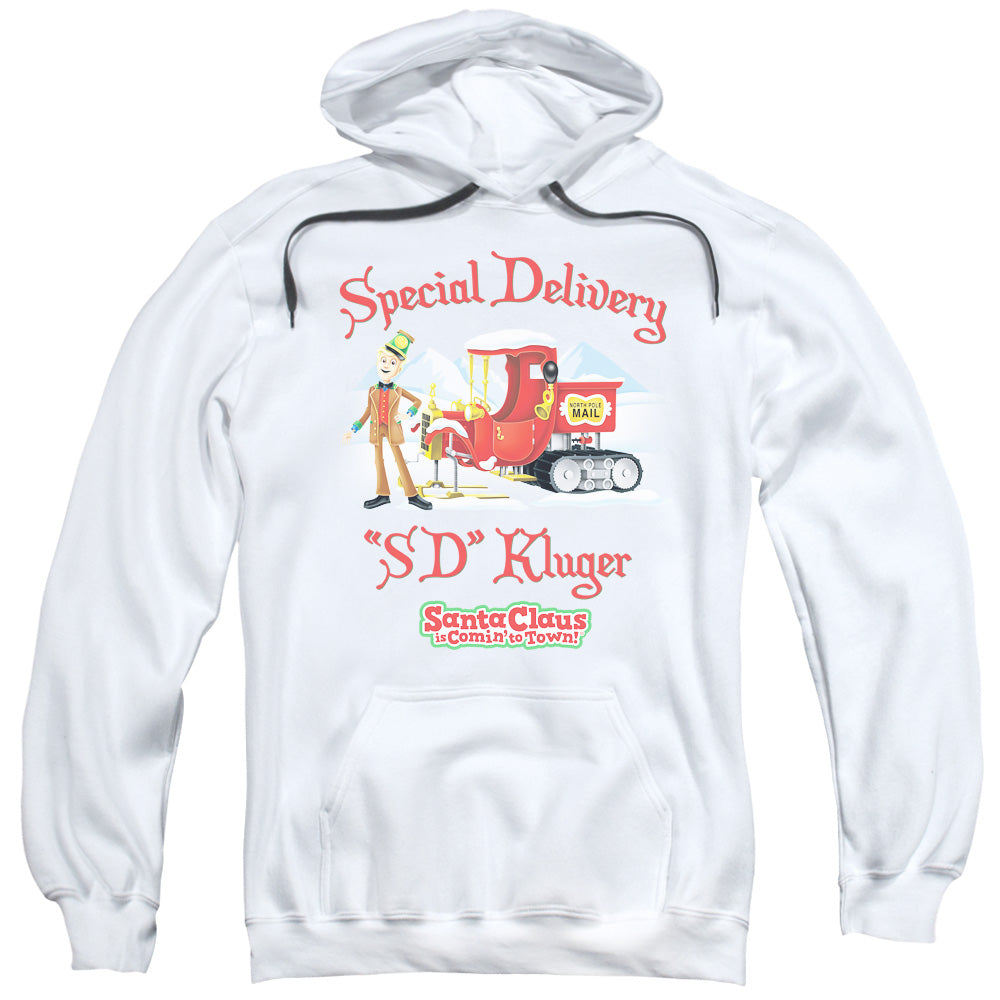 Santa Claus Is Comin To Town Kluger Mens Hoodie White Officially Licensed