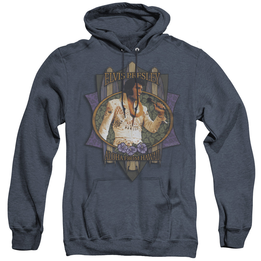 Elvis Presley Aloha From Hawaii Heather Mens Hoodie Navy Officially Licensed