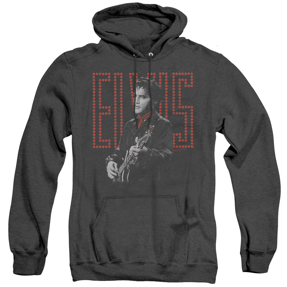 Elvis Presley Red Guitarman Mens Heather Hoodie Black Officially Licensed