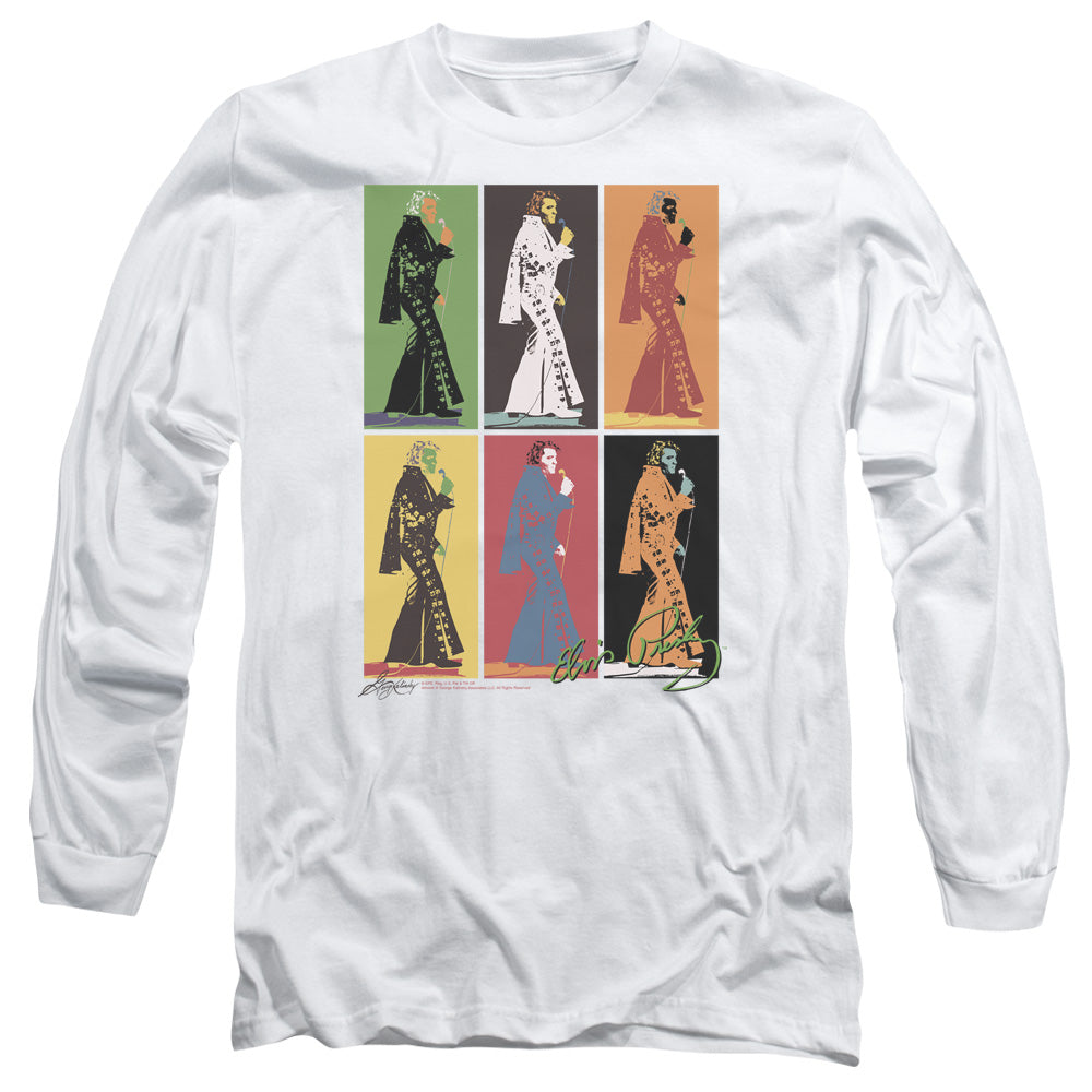 Elvis Presley Retro Boxes Mens Long Sleeve Shirt White Officially Licensed