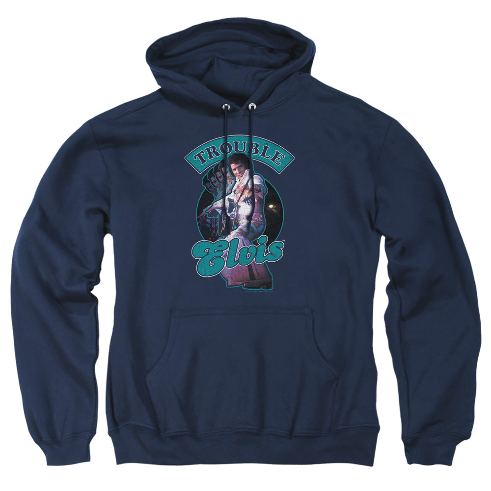 Elvis Presley Total Trouble Mens Hoodie Navy Officially Licensed