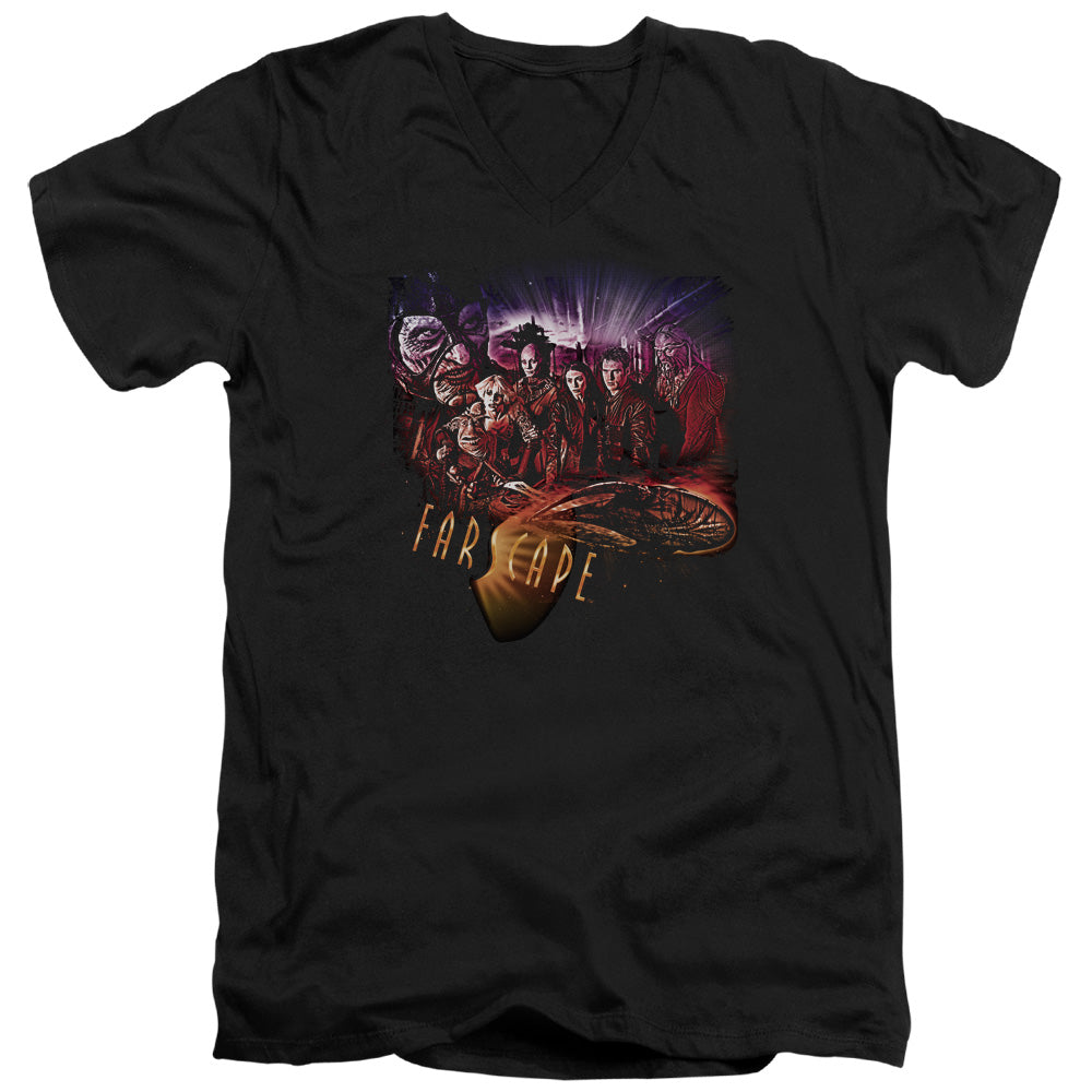 Farscape Graphic Collage Mens Slim Fit V-Neck T Shirt Black