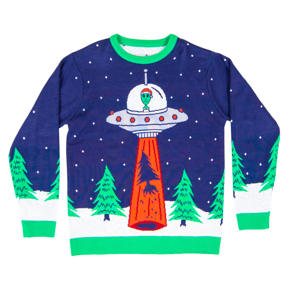 Flying Saucer Funny Unisex Tree Abduction Ugly Christmas Sweater