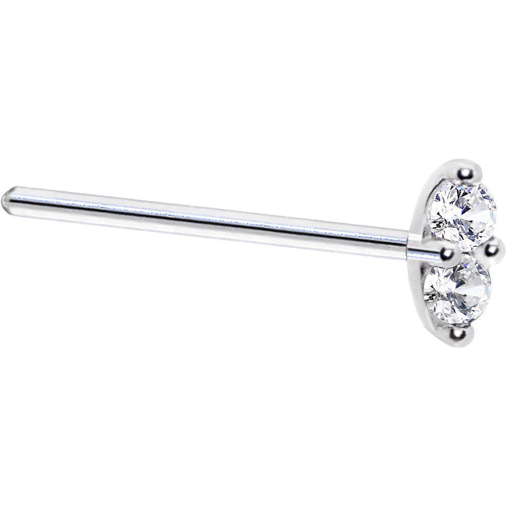14k White Gold Clear 1.5mm CZ Marquise Nose Ring
