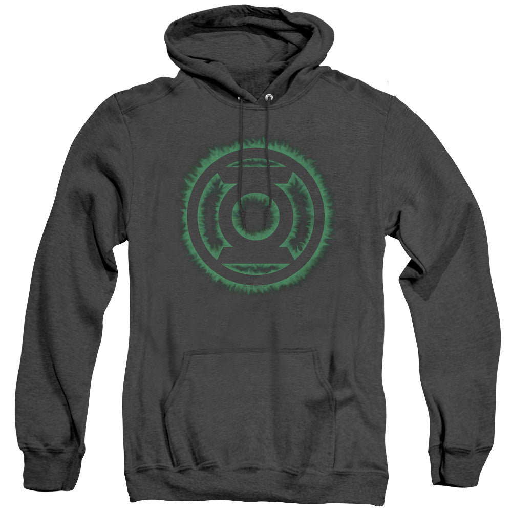 Green Lantern Green Flame Logo Mens Heather Hoodie Black Officially Licensed