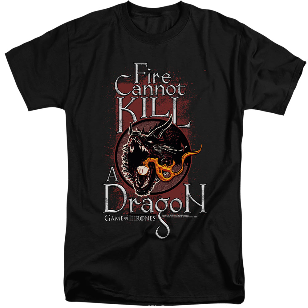 Game Of Thrones Fire Cannot Kill A Dragon Mens Tall T Shirt Black Officially Licensed