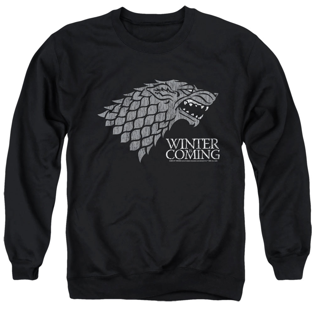Game Of Thrones Startk Winter Is Coming On Black Mens Crewneck Sweatshirt Black Officially Licensed