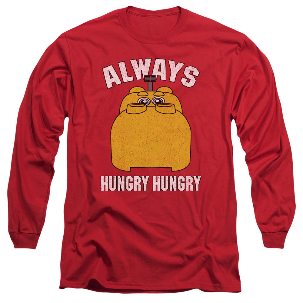 Hungry Hungry Hippos Hungry Mens Long Sleeve Shirt Red Officially Licensed