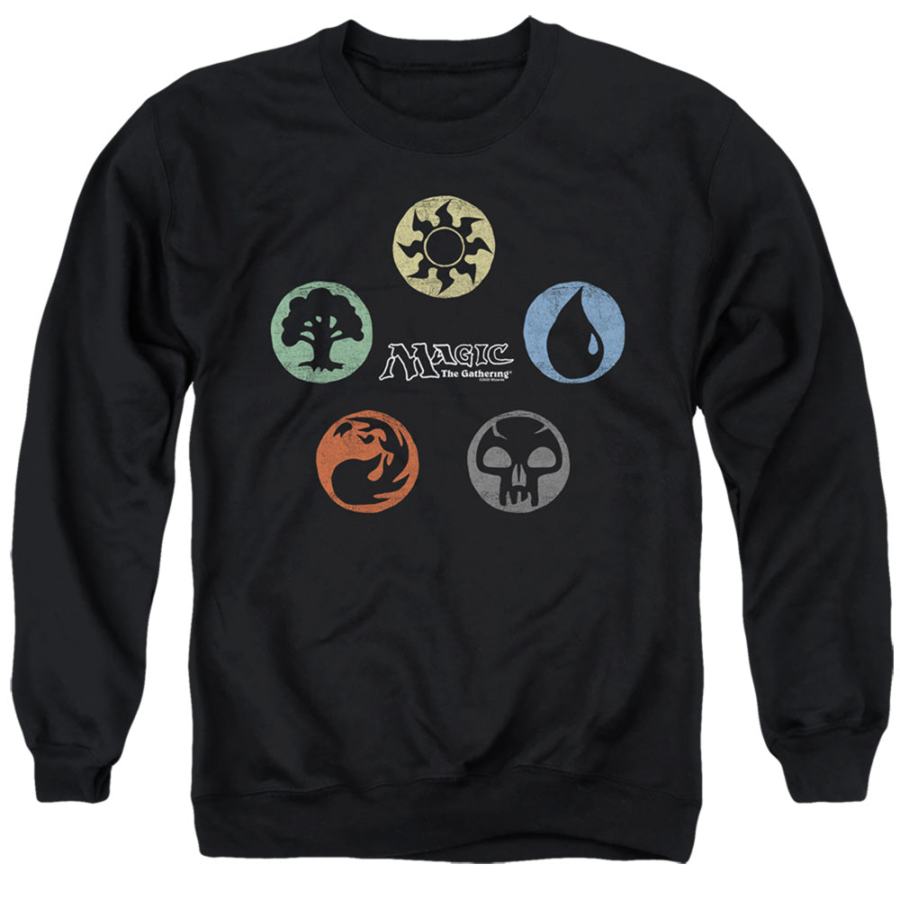 Magic The Gathering 5 Colors Mens Crewneck Sweatshirt Black Officially Licensed
