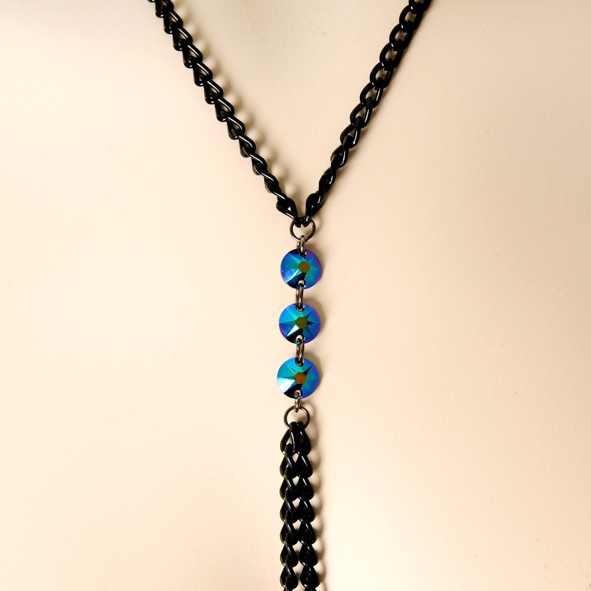 Gothic Black Necklace to Nipple Chain Created with Crystals