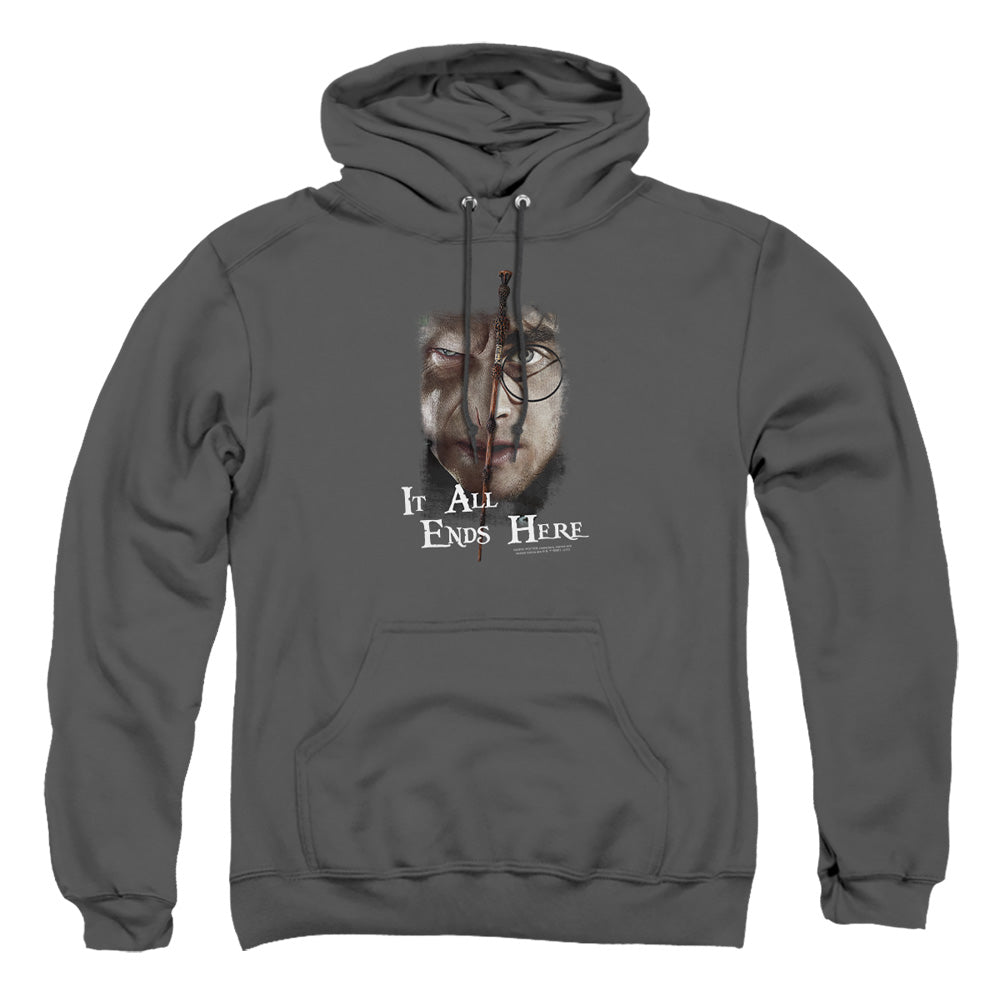 Harry Potter It All Ends Here Mens Hoodie Charcoal Officially Licensed