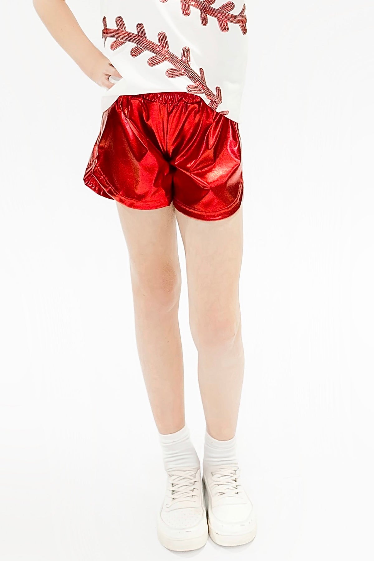 Red Metallic Shorts