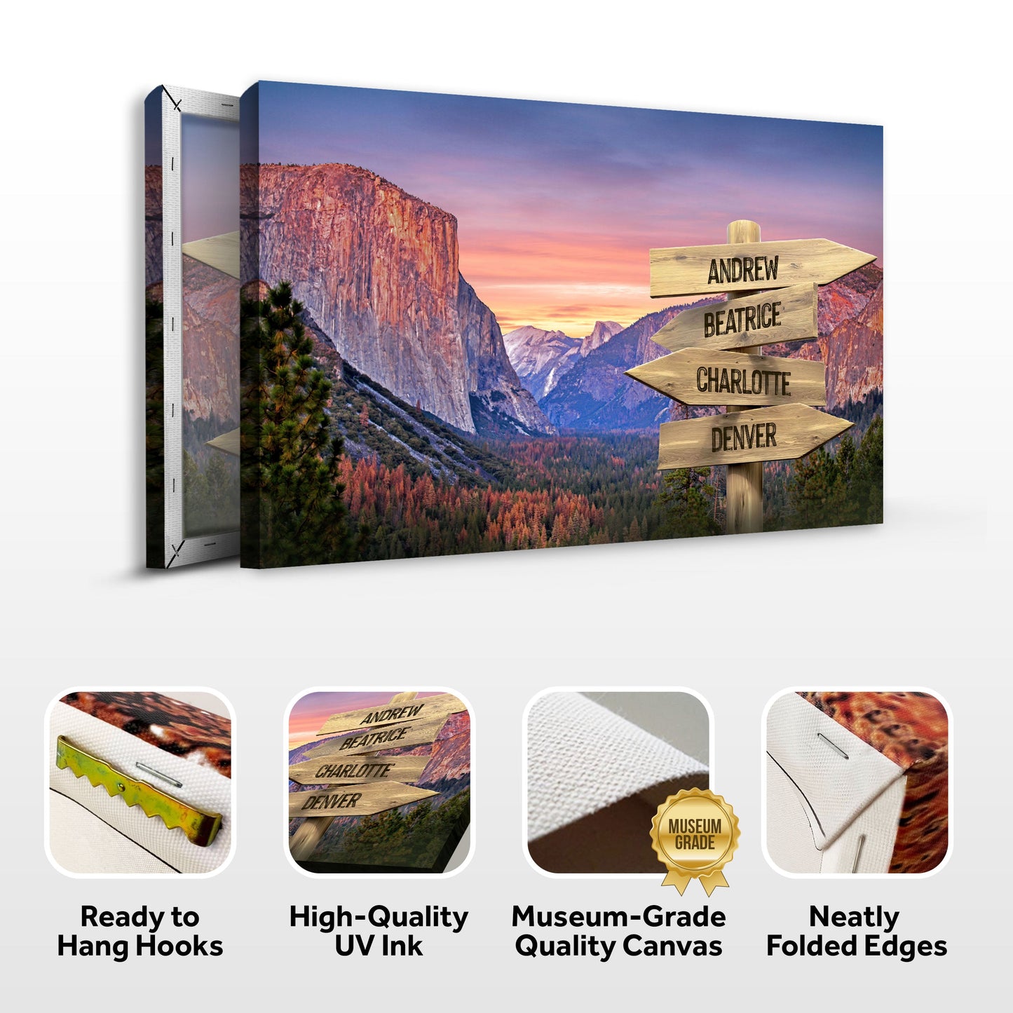 Yosemite Sunset Family Names Sign
