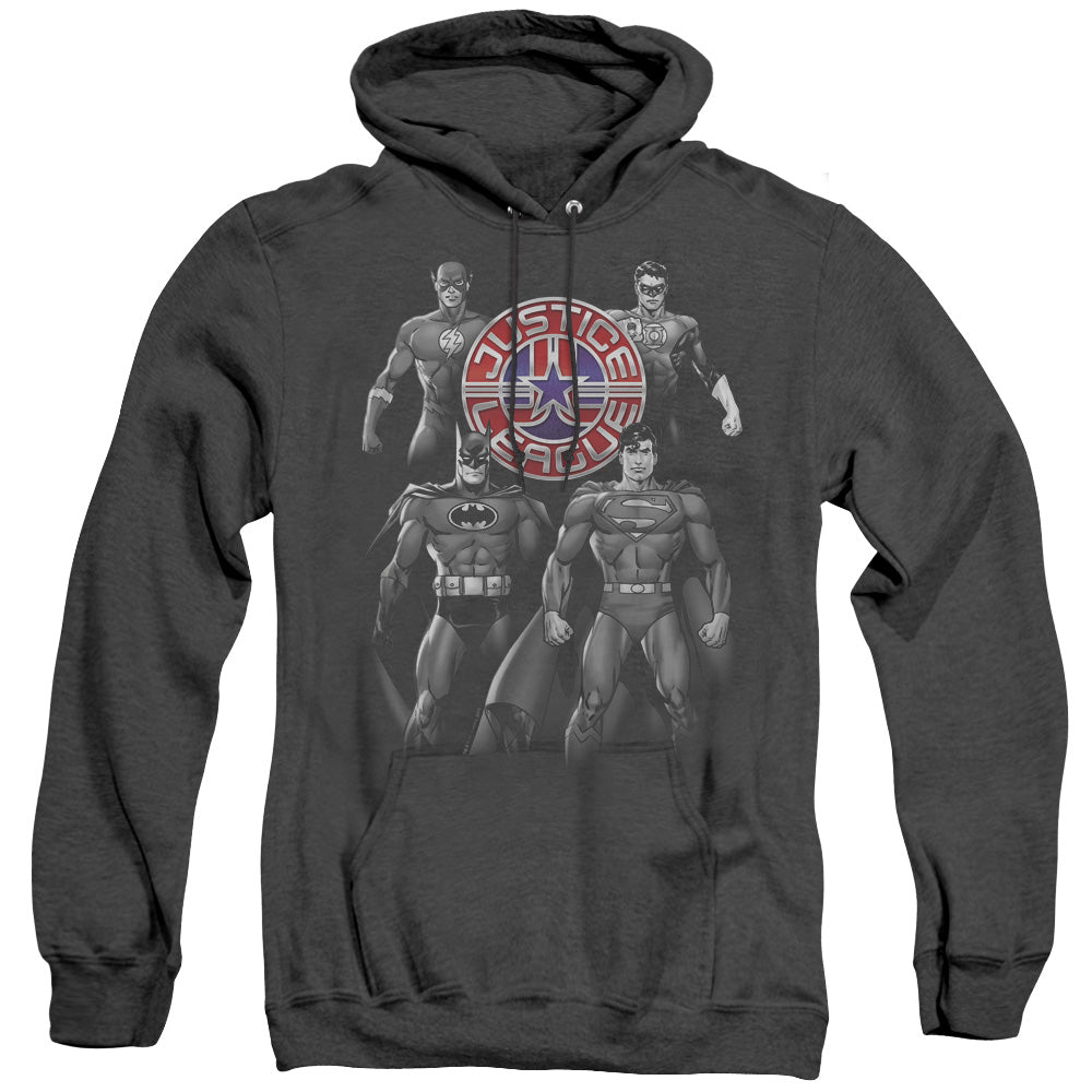Justice League Of America Shades Of Gray Mens Heather Hoodie Black Officially Licensed