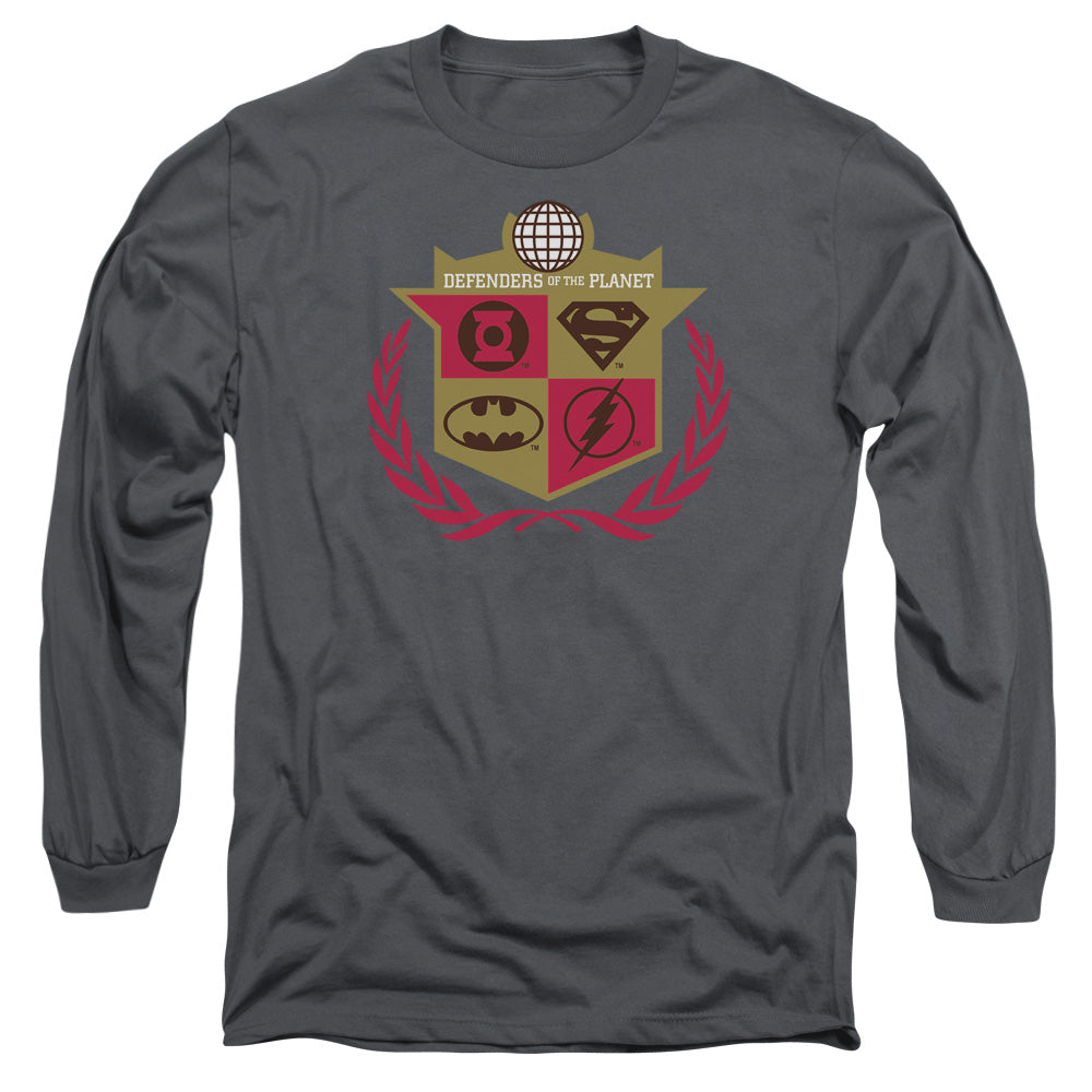 Jla Defenders Mens Long Sleeve Shirt Charcoal Officially Licensed