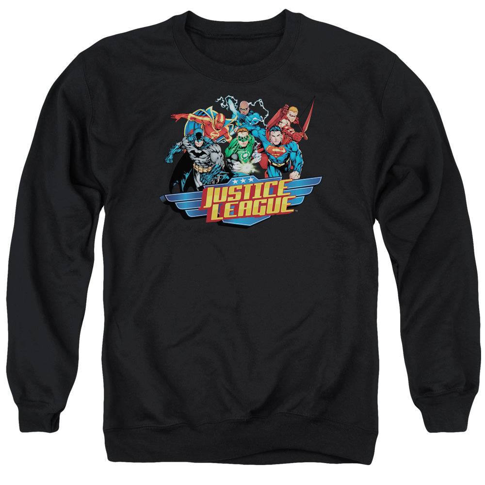 Justice League Of America Ready To Fight Mens Crewneck Sweatshirt Black Officially Licensed