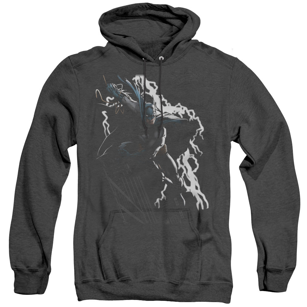 Justice League Lighting Crashes Heather Mens Hoodie Black Officially Licensed