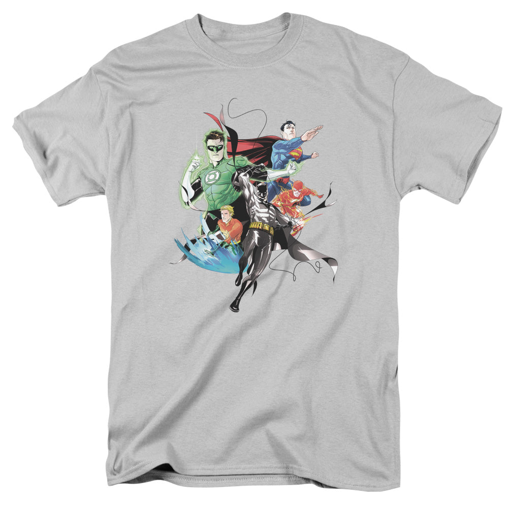 Justice League Mashup Mens T Shirt Silver Officially Licensed