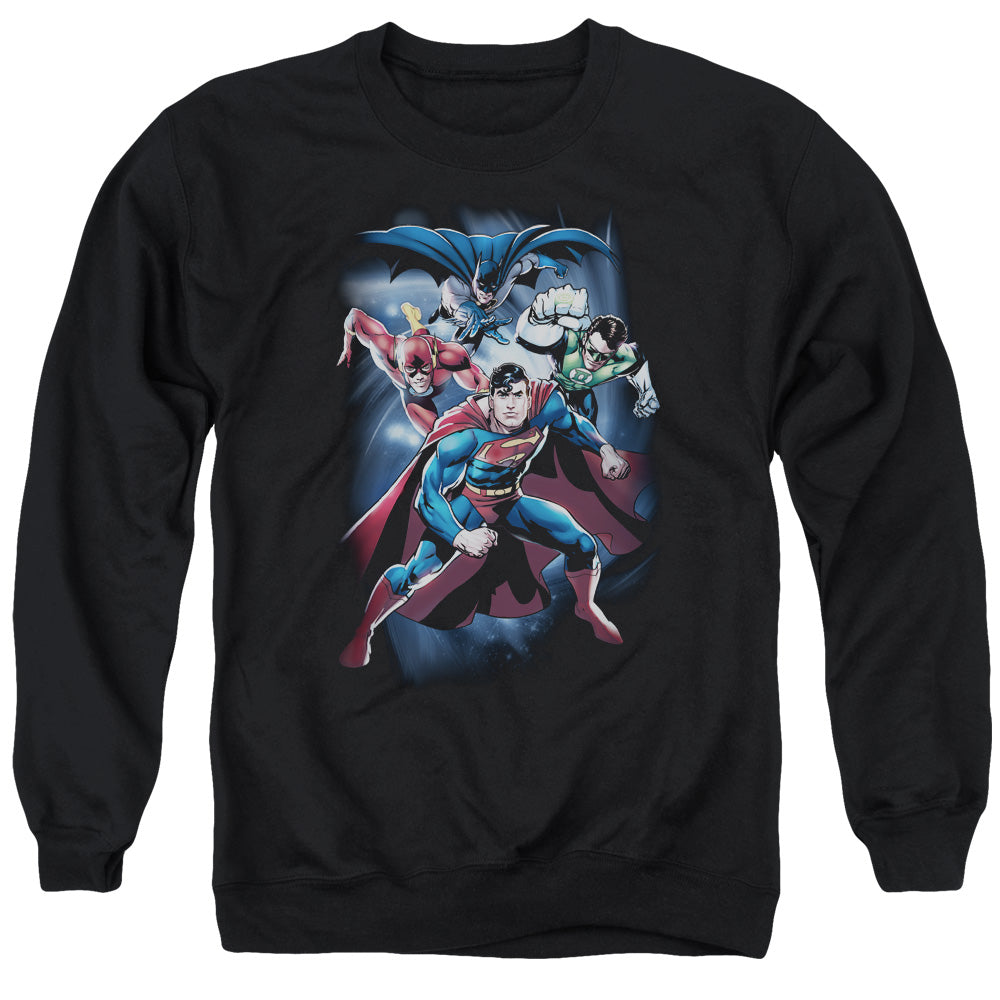 Justice League Of America Cosmic Crew Mens Crewneck Sweatshirt Black Officially Licensed
