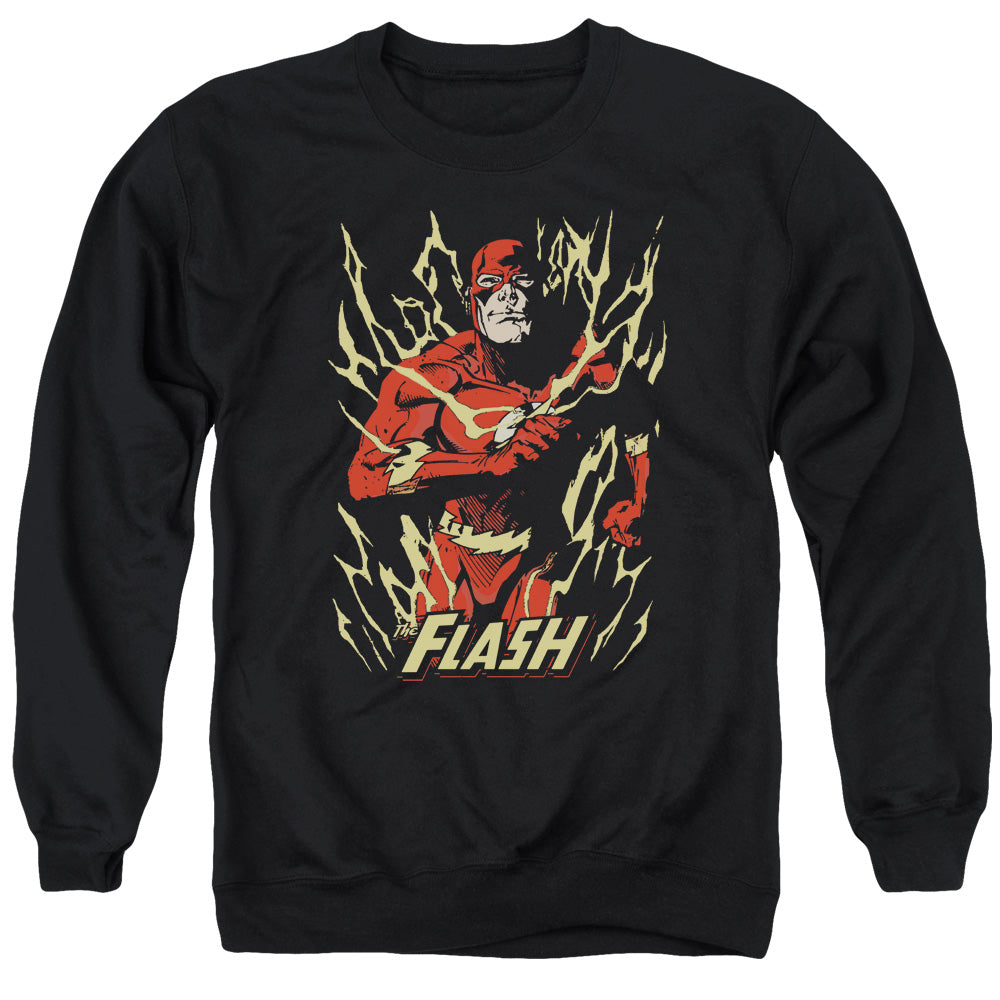 Justice League Of America Flash Flare Mens Crewneck Sweatshirt Black Officially Licensed