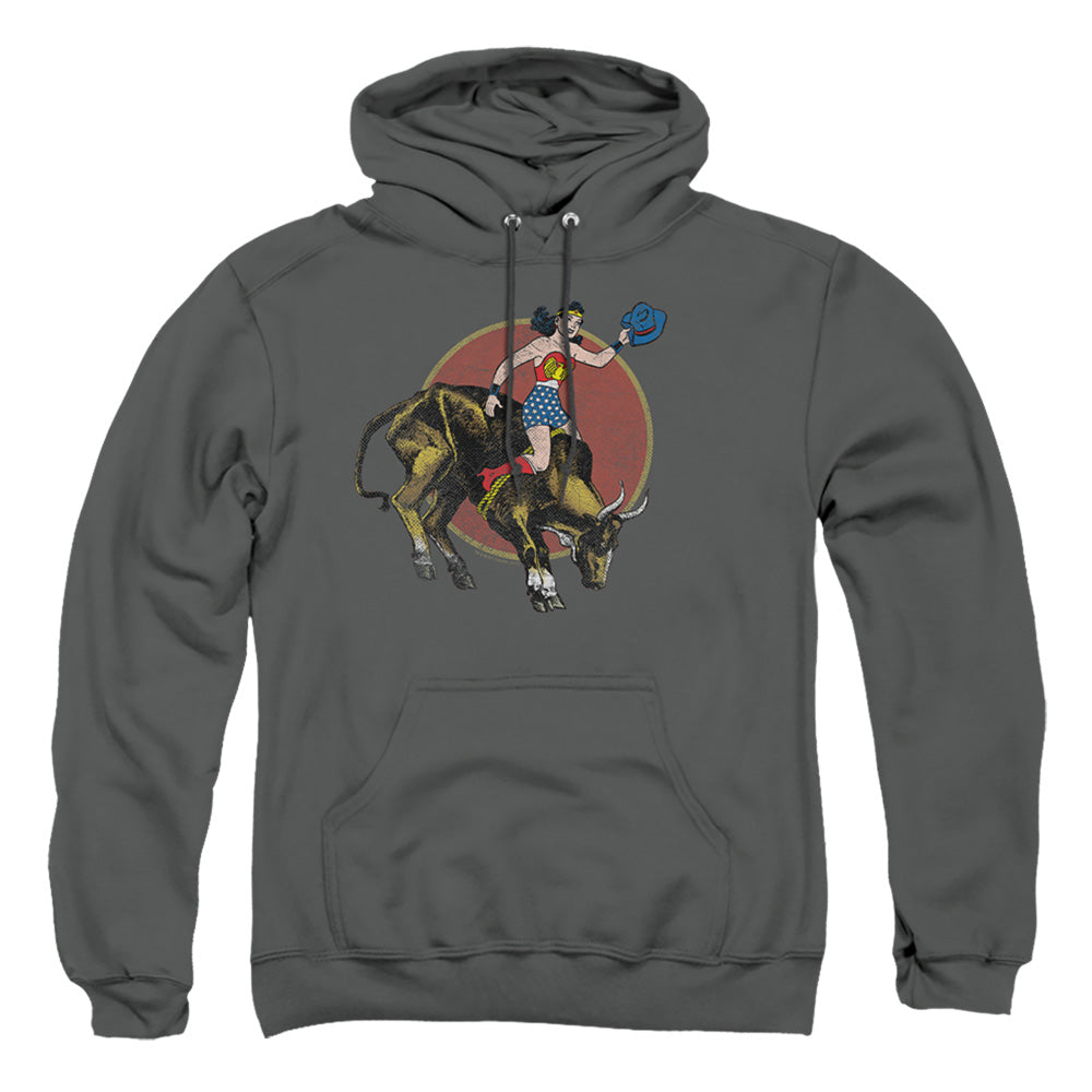 Justice League Of America Bull Rider Mens Hoodie Charcoal Officially Licensed