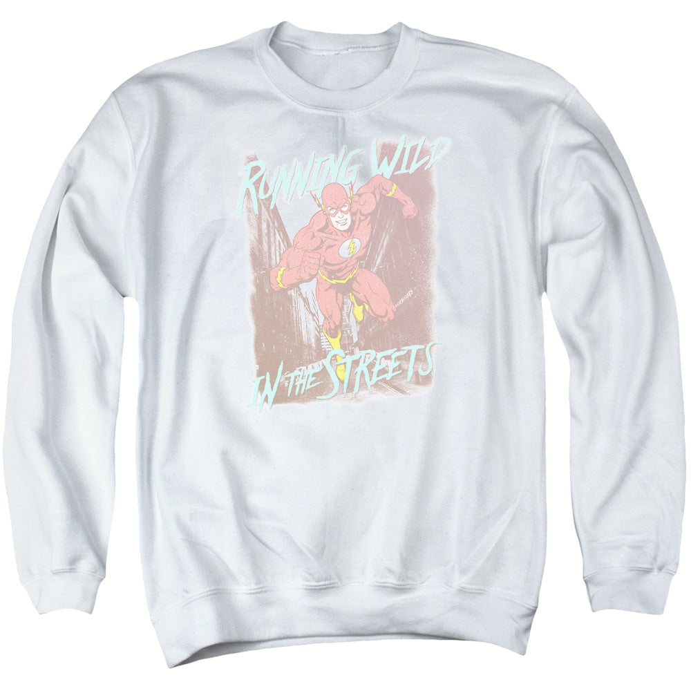 Justice League Of America Running Wild Mens Crewneck Sweatshirt White Officially Licensed