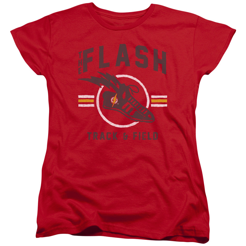 Justice League Track and Field Womens T Shirt Red Officially Licensed