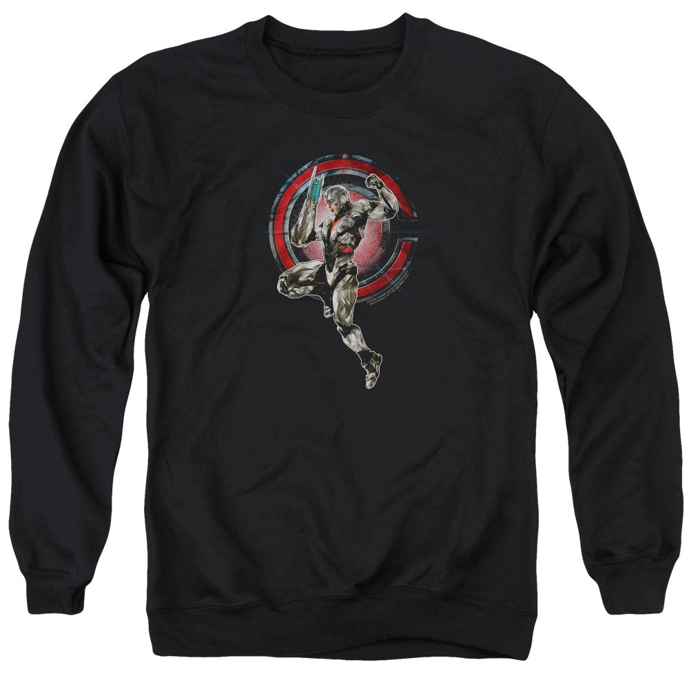 Justice League Movie Cyborg Mens Crewneck Sweatshirt Black Officially Licensed