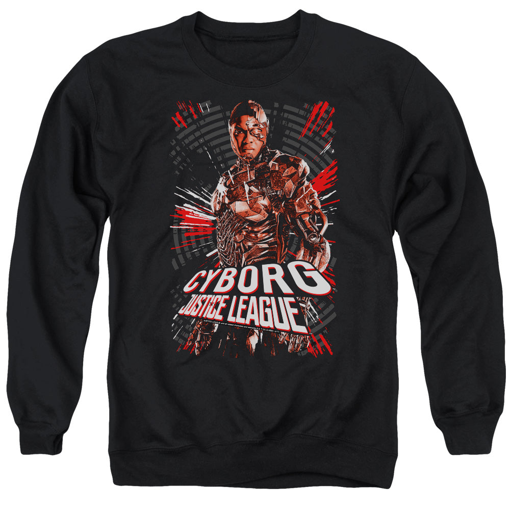 Justice League Movie Cyborg Mens Crewneck Sweatshirt Black Officially Licensed