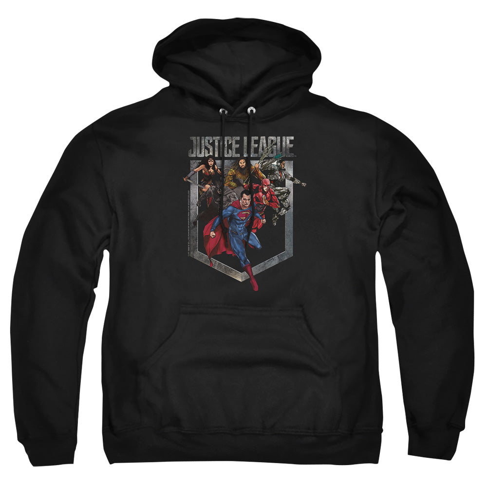 Justice League Movie Charge Mens Hoodie Black Officially Licensed