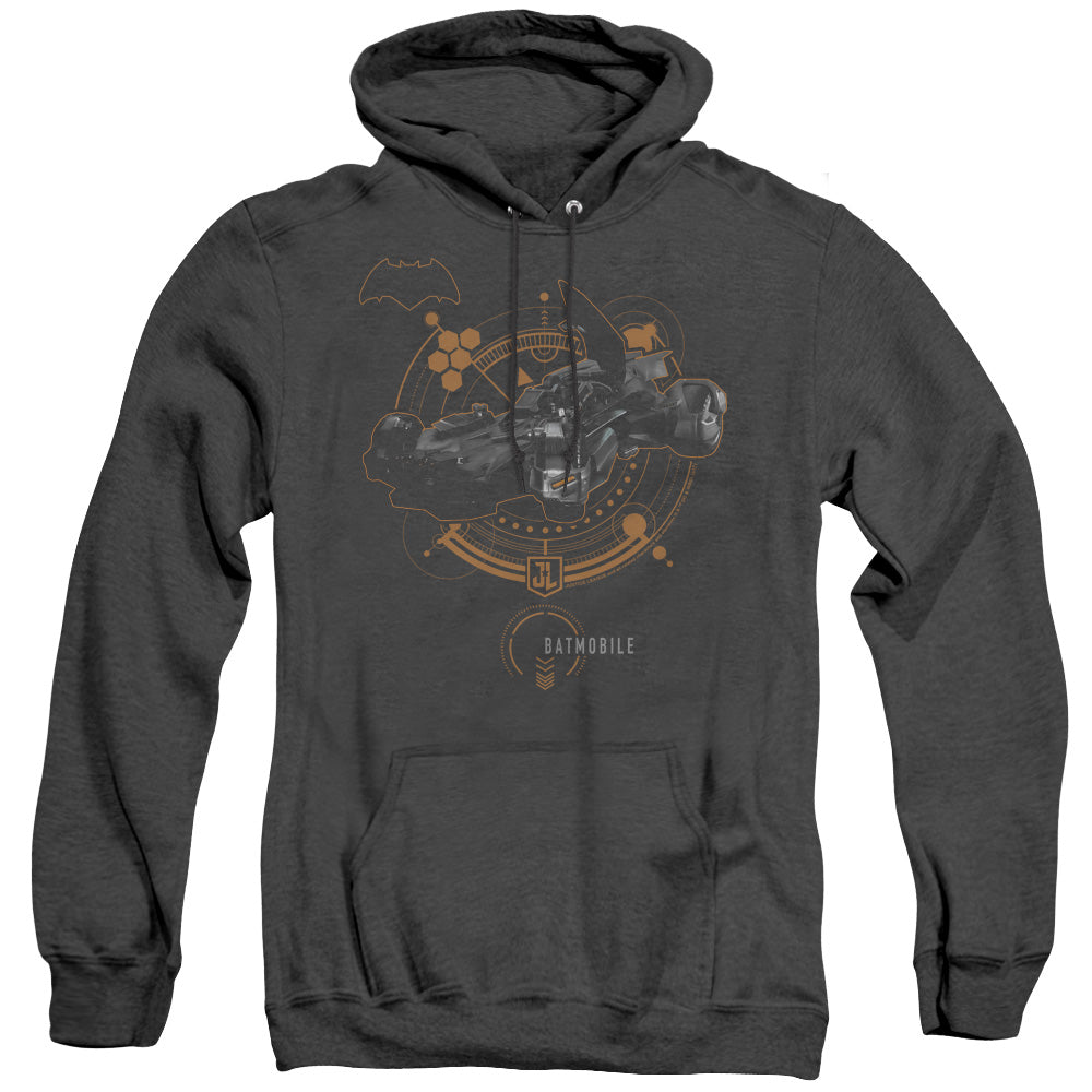 Justice League Movie Batmobile Heather Mens Hoodie Black Officially Licensed