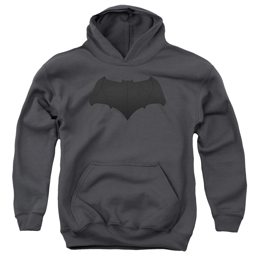Justice League Movie Batman Logo Kids Youth Hoodie Charcoal Officially Licensed