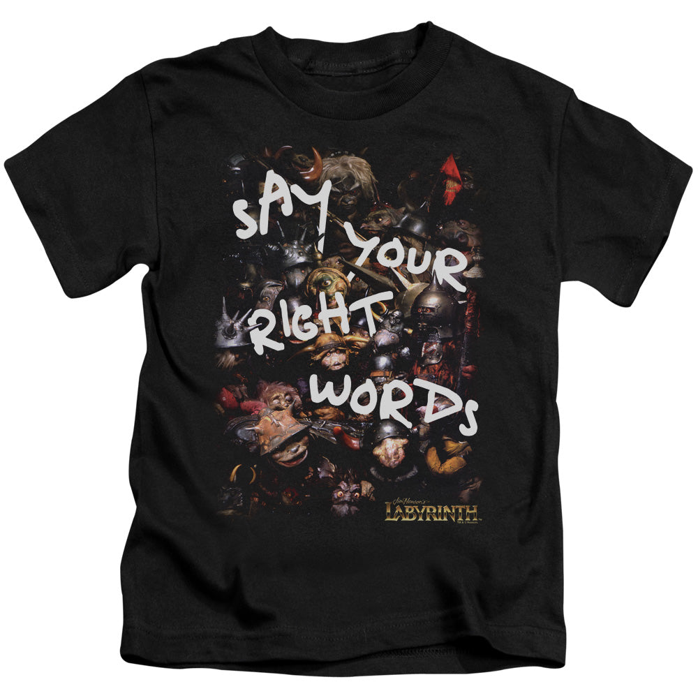 Labyrinth Right Words Juvenile Kids Youth T Shirt Black Officially Licensed