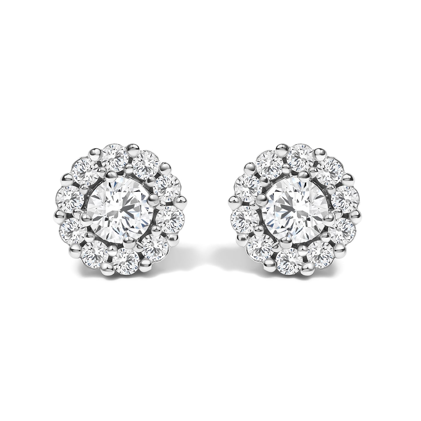 10K White Gold 3.0 Cttw Lab Grown Diamond Halo Stud Earrings