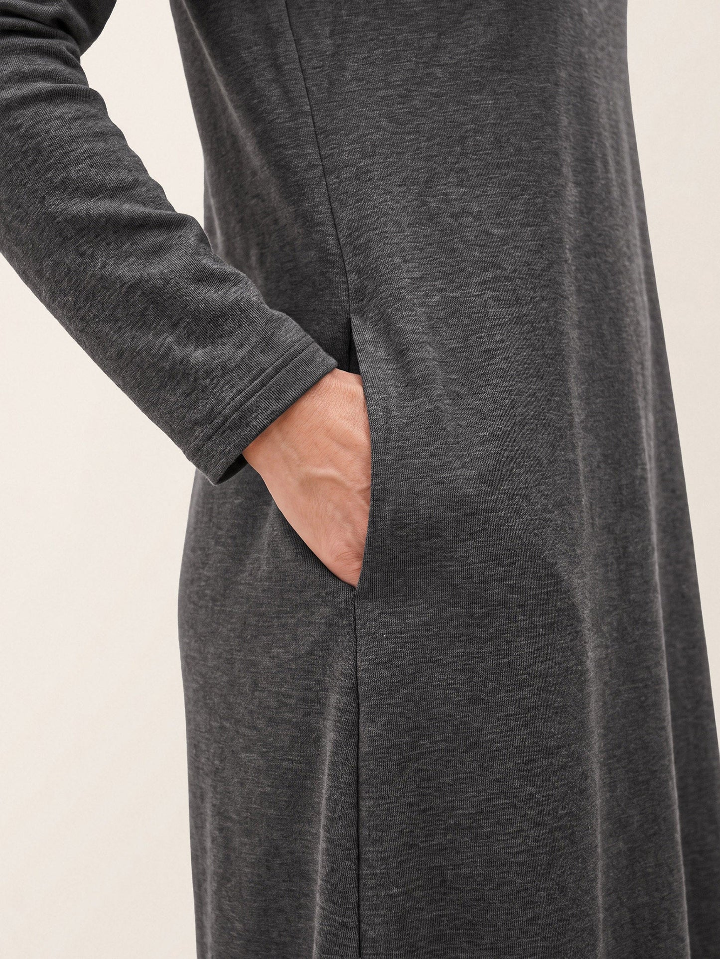 Lyocell Wool Side Button A Line Knit Midi Dress MIRENA