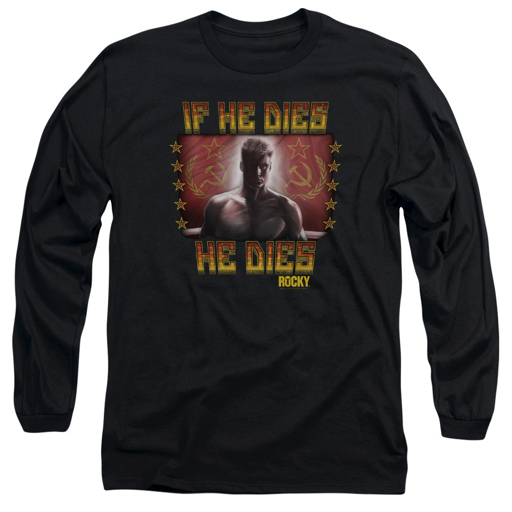 Rocky Iv Condolences Mens Long Sleeve Shirt Black Officially Licensed Officially Licensed