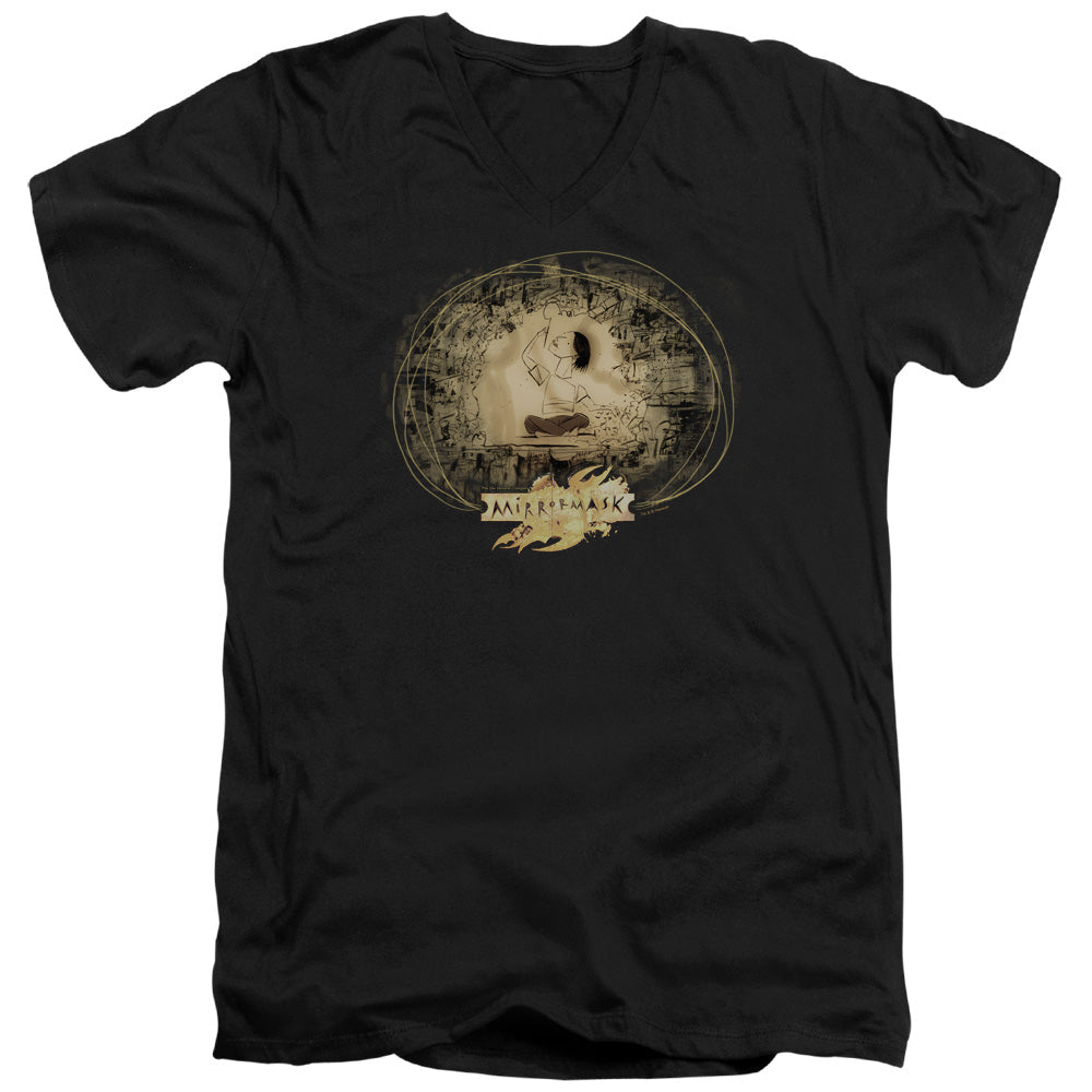 Mirrormask Sketch Mens Slim Fit V-Neck T Shirt Black Officially Licensed