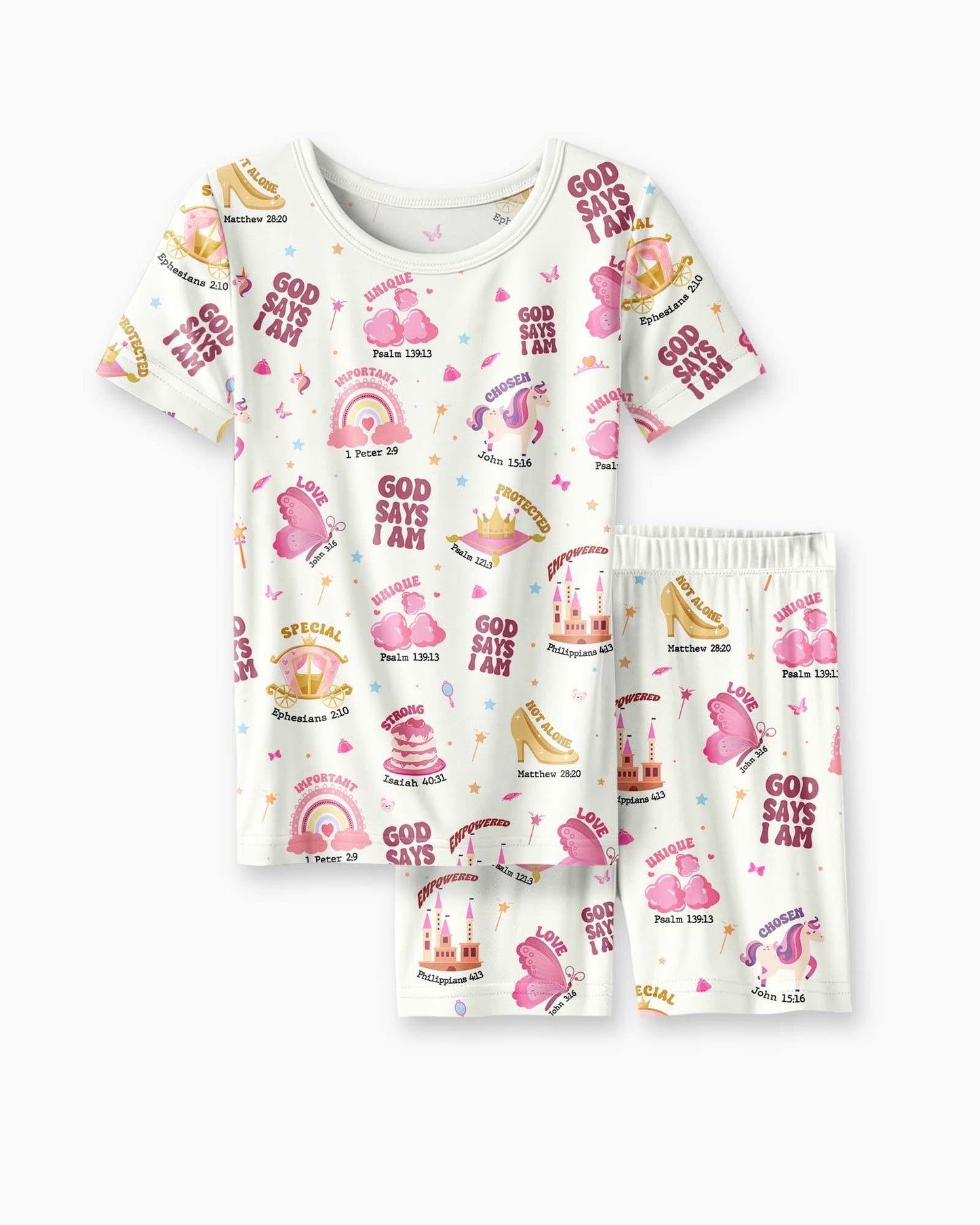 God Says I Am Girl Bamboo Two Piece Short Sleeve Shorts Pajama Set