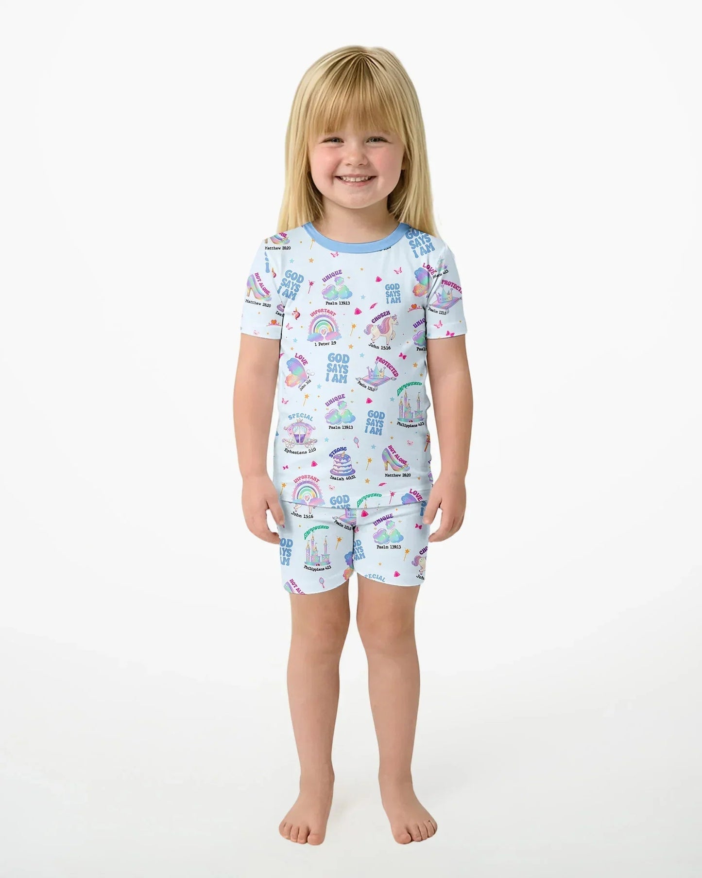 God Says I Am Girl Bamboo Two Piece Short Sleeve Shorts Pajama Set