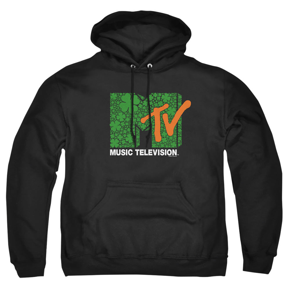 Mtv St. Patrick'S Day Shamrock Logo Mens Hoodie Black Officially Licensed