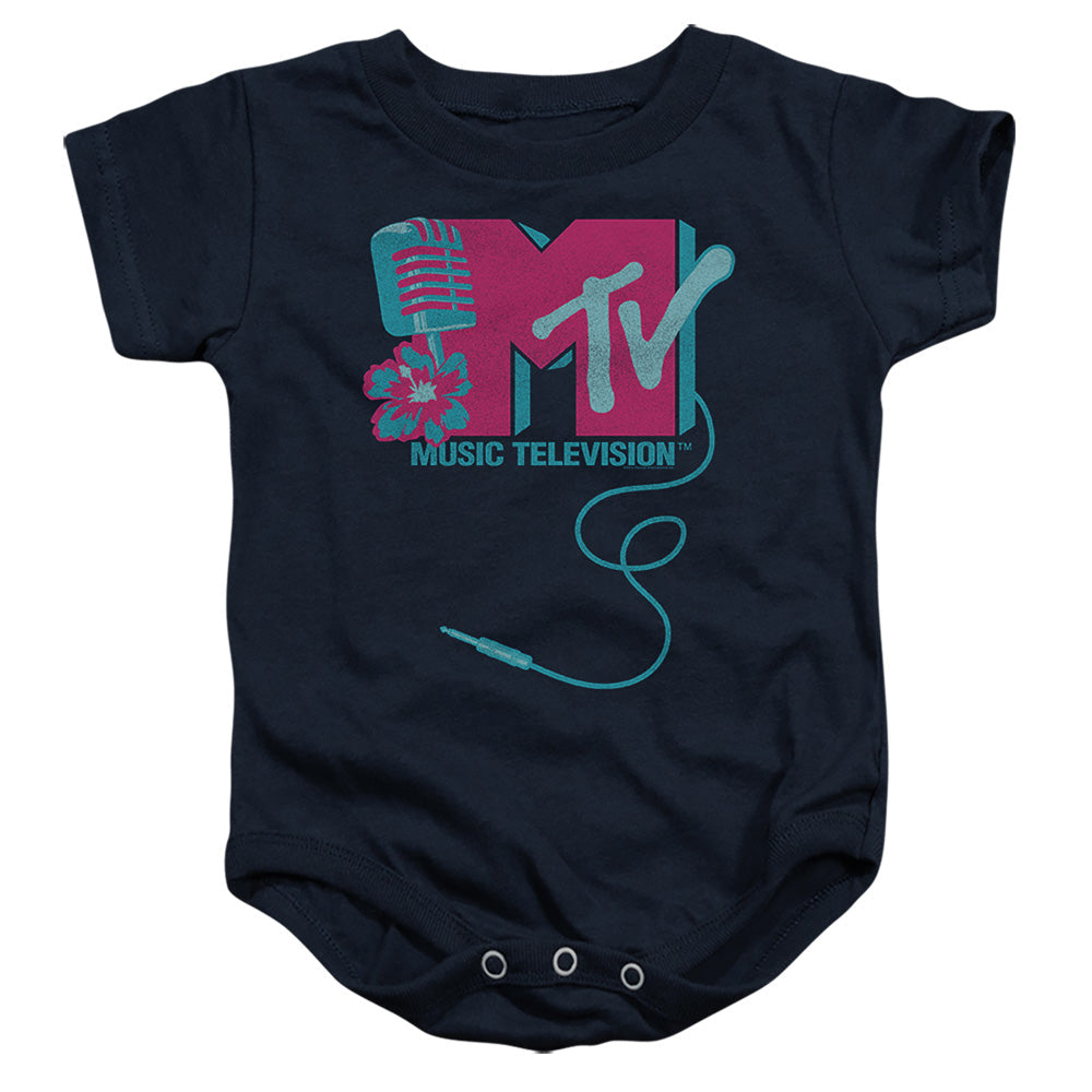 Mtv Hawaiian Microphone Logo Infant Baby Snapsuit Navy Officially Licensed
