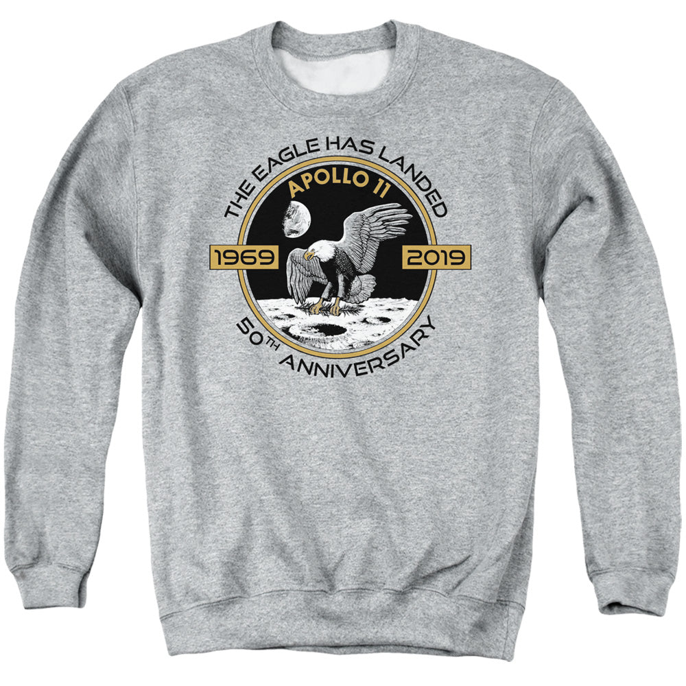 Nasa Apollo Circle 50Th Mens Crewneck Sweatshirt Athletic Heather Officially Licensed