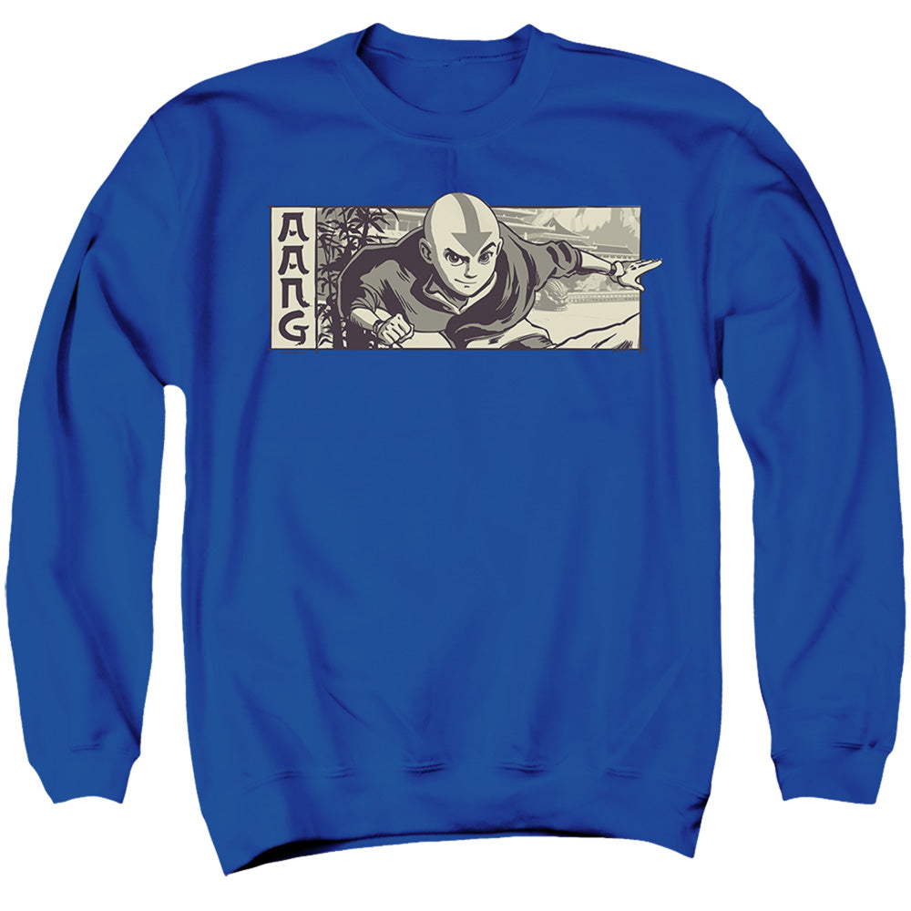 Avatar The Last Airbender Illustrated Aang Mens Crewneck Sweatshirt Royal