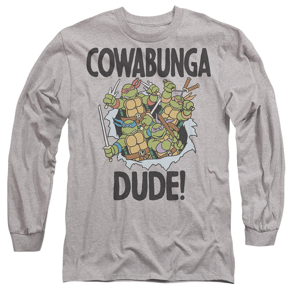 Tmnt Cowabunga Dude Pf Mens Long Sleeve Shirt Athletic Heather Officially Licensed