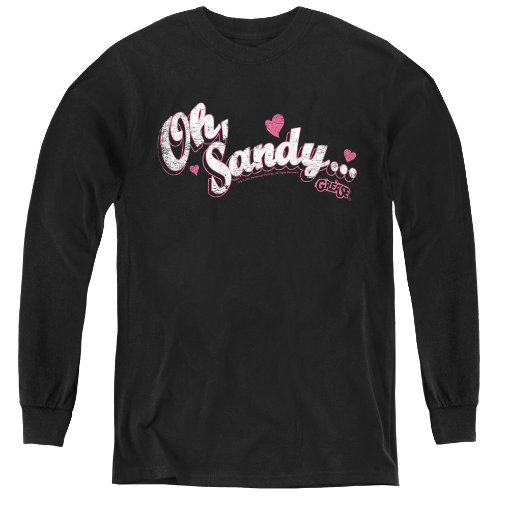 Grease Oh Sandy Long Sleeve Kids Youth T Shirt Black Officially Licensed