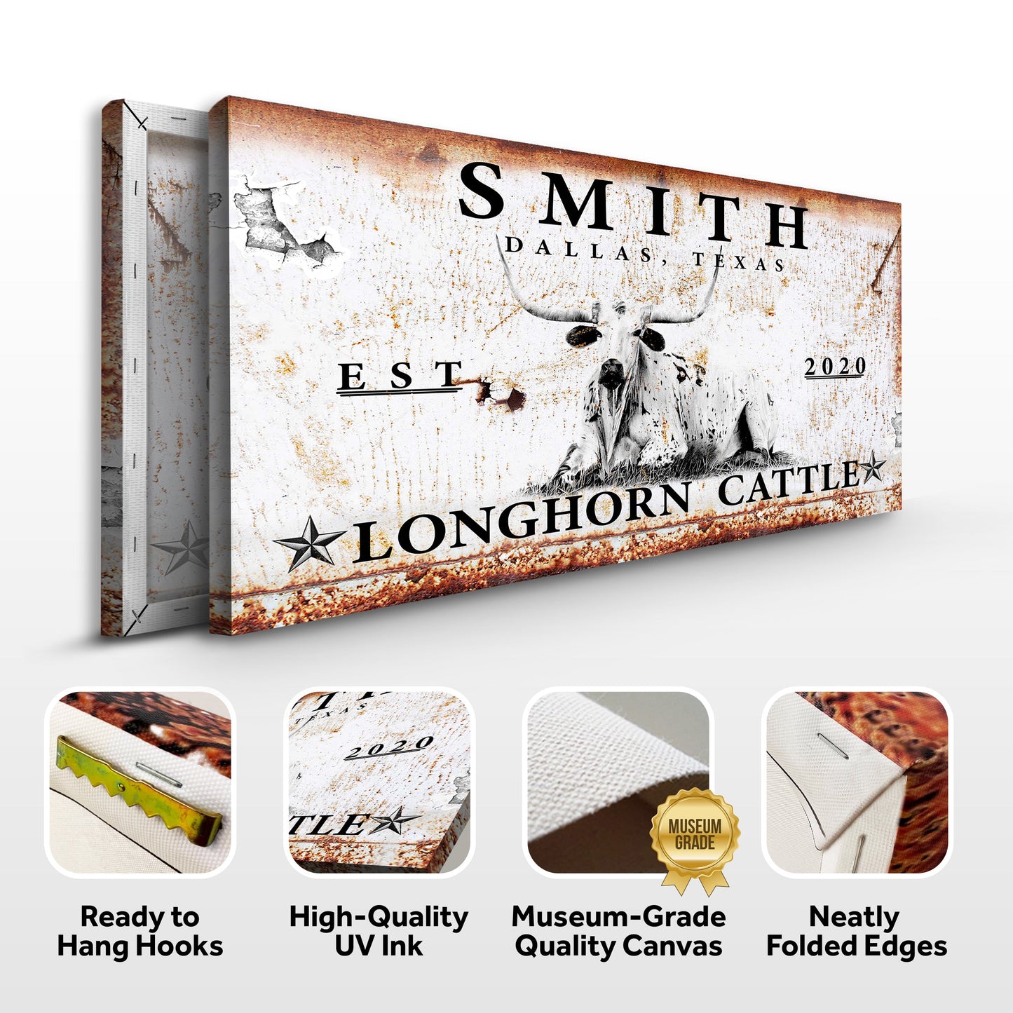 Longhorn Rustic Cattle Sign